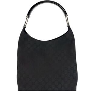 Gucci New Britt Black GG Canvas Medium Hobo